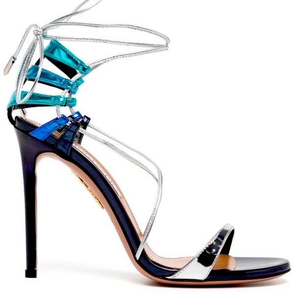 Aquazzura Bellissima 105 Metallic leather sandals sz 38.5 - Picture 8 of 14